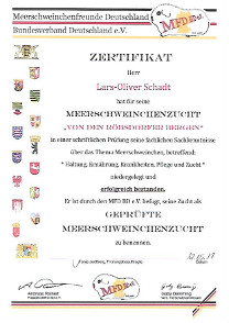 Zertifikat als Züchter Lars-Oliver